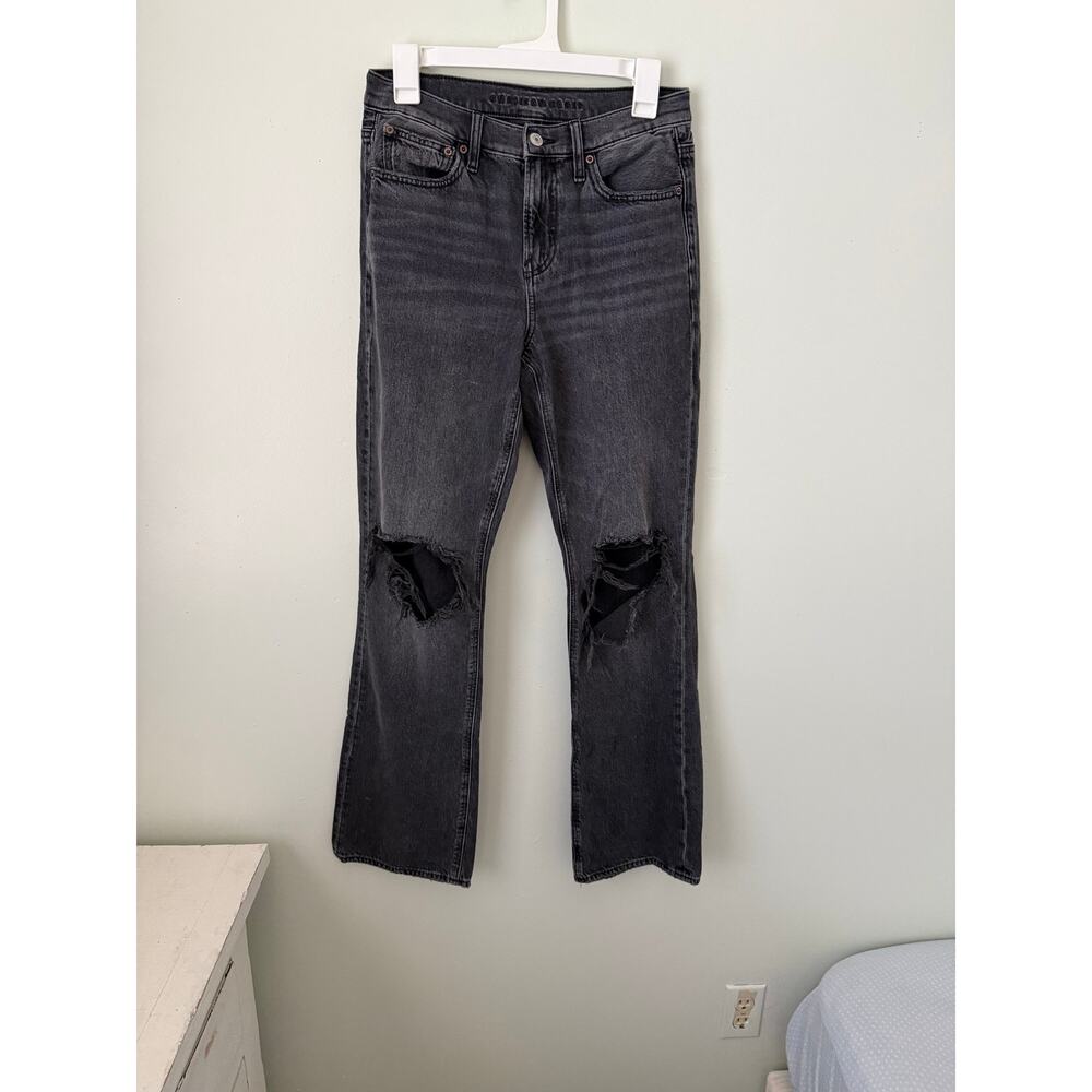 American Eagle | Charcoal Black Faded Distressed Ripped Boot Cut Jeans Preppy - Picture 2 of 7